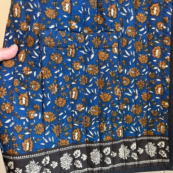 Handmade Quilted Navy Floral Open Jacket Granny Jacket - Picture 4 of 8